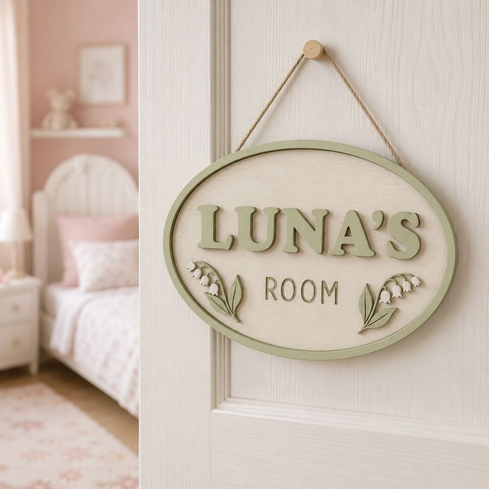 Personalized Wooden Name Sign For Nursery, Baby Shower Gifts, Newborn Keepsake, Custom Baby Room Wall Decor Flower, Door Sign Plaque For Girls Or Boys - Style 6