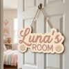 Personalized Wooden Name Sign For Nursery, Baby Shower Gifts, Newborn Keepsake, Cute Accent Nursery Decor, Custom Kids Room Door Plaque Wall Art Gift - Style 1