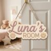 Personalized Wooden Name Sign For Nursery, Baby Shower Gifts, Newborn Keepsake, Cute Accent Nursery Decor, Custom Kids Room Door Plaque Wall Art Gift - Style 4