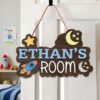 Personalized Wooden Name Sign For Nursery, Baby Shower Gifts, Newborn Keepsake, Cute Accent Nursery Decor, Custom Kids Room Door Plaque Wall Art Gift - Style 5