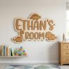 Personalized Wooden Name Sign For Nursery, Baby Shower Gifts, Newborn Keepsake, Dinosaur Door Sign For Kids Room Custom Bedroom Wall Decor Plaque Gift - Style 1