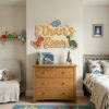 Personalized Wooden Name Sign For Nursery, Baby Shower Gifts, Newborn Keepsake, Dinosaur Door Sign For Kids Room Custom Bedroom Wall Decor Plaque Gift - Style 2
