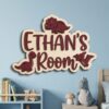 Personalized Wooden Name Sign For Nursery, Baby Shower Gifts, Newborn Keepsake, Dinosaur Door Sign For Kids Room Custom Bedroom Wall Decor Plaque Gift - Style 3