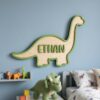 Personalized Wooden Name Sign For Nursery, Baby Shower Gifts, Newborn Keepsake, Dinosaur Name Wall Decor Baby Boy Room Custom Plaque Gift, Door Signs - Style 1
