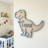 Personalized Wooden Name Sign For Nursery, Baby Shower Gifts, Newborn Keepsake, Dinosaur Name Wall Decor Baby Boy Room Custom Plaque Gift, Door Signs - Style 6