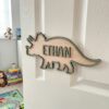 Personalized Wooden Name Sign For Nursery, Baby Shower Gifts, Newborn Keepsake, Dinosaur Name Wall Decor Baby Boy Room Custom Plaque Gift, Door Signs - Style 8