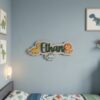 Personalized Wooden Name Sign For Nursery, Baby Shower Gifts, Newborn Keepsake, Dinosaur Theme Name Sign Custom Kids Bedroom Wall Decor Plaque Gifts - Style 1