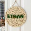 Personalized Wooden Name Sign For Nursery, Baby Shower Gifts, Newborn Keepsake, Dinosaur Theme Name Sign Custom Kids Bedroom Wall Decor Plaque Gifts - Style 4