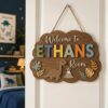 Personalized Wooden Name Sign For Nursery, Baby Shower Gifts, Newborn Keepsake, Dinosaur Theme Name Sign Custom Kids Bedroom Wall Decor Plaque Gifts - Style 5