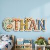 Personalized Wooden Name Sign For Nursery, Baby Shower Gifts, Newborn Keepsake, Dinosaur Wooden Name Letters Wall Decor Kids Room Custom Gift Signs - Style 2