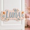 Personalized Wooden Name Sign For Nursery, Baby Shower Gifts, Newborn Keepsake, Fairy Baby Decor, Custom Wooden Name Plaque For Kids Room Wall Art - Style 1