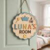Personalized Wooden Name Sign For Nursery, Baby Shower Gifts, Newborn Keepsake, Fairytale Castle Kids Door Sign, Custom Bedroom Wall Decor Plaque Gifts - Style 1