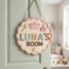 Personalized Wooden Name Sign For Nursery, Baby Shower Gifts, Newborn Keepsake, Fairytale Castle Kids Door Sign, Custom Bedroom Wall Decor Plaque Gifts - Style 3