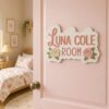 Personalized Wooden Name Sign For Nursery, Baby Shower Gifts, Newborn Keepsake, Floral Nursery Decor, Custom Baby Girl Room Wall Hanging Plaque Decor - Style 2