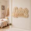 Personalized Wooden Name Sign For Nursery, Baby Shower Gifts, Newborn Keepsake, Floral Nursery Decor, Custom Baby Girl Room Wall Hanging Plaque Decor - Style 6