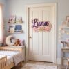 Personalized Wooden Name Sign For Nursery, Baby Shower Gifts, Newborn Keepsake, Floral Nursery Decor, Custom Baby Girl Room Wall Hanging Plaque Decor - Style 8