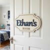 Personalized Wooden Name Sign For Nursery, Baby Shower Gifts, Newborn Keepsake, Minimalist Kids Room Decor, Custom Door Plaque Wall Art For Kids Room - Style 2