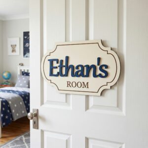 Personalized Wooden Name Sign For Nursery, Baby Shower Gifts, Newborn Keepsake, Minimalist Kids Room Decor, Custom Door Plaque Wall Art For Kids Room - Style 2