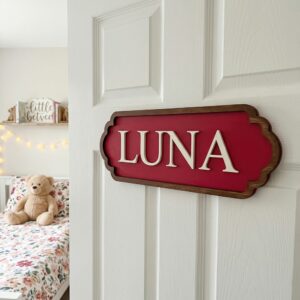 Personalized Wooden Name Sign For Nursery, Baby Shower Gifts, Newborn Keepsake, Minimalist Nursery Door Decor, Custom Wooden Name Plaque For Kids Room - Style 1