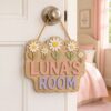 Personalized Wooden Name Sign For Nursery, Baby Shower Gifts, Newborn Keepsake, Pastel Floral Nursery Decor, Custom Kids Room Name Sign Wall Art Gift - Style 2