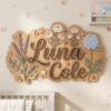 Personalized Wooden Name Sign For Nursery Custom 3D Floral Wall Decor For Baby Girl Room Flower Garden Wood Sign Unique Newborn Baby Gift - Style 2