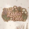 Personalized Wooden Name Sign For Nursery Custom 3D Floral Wall Decor For Baby Girl Room Flower Garden Wood Sign Unique Newborn Baby Gift - Style 3