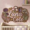 Personalized Wooden Name Sign For Nursery Custom 3D Floral Wall Decor For Baby Girl Room Flower Garden Wood Sign Unique Newborn Baby Gift - Style 4