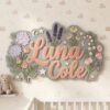 Personalized Wooden Name Sign For Nursery Custom 3D Floral Wall Decor For Baby Girl Room Flower Garden Wood Sign Unique Newborn Baby Gift - Style 5