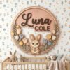 Personalized Wooden Name Sign For Nursery, Custom Bunny Tulip Wooden Wall Sign For Girl Room, Baby Shower Gifts - View 3