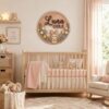 Personalized Wooden Name Sign For Nursery, Custom Bunny Tulip Wooden Wall Sign For Girl Room, Baby Shower Gifts