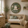 Personalized Wooden Name Sign For Nursery, Custom Hippo Wooden Wall Sign For Kids Room Decor, Baby Shower Gifts