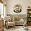 Personalized Wooden Name Sign For Nursery, Custom Hippo Wooden Wall Sign With Moon And Stars, Wood Sign Kid Room, Baby Shower Gifts - View 2
