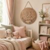 Personalized Wooden Name Sign For Nursery, Custom Name Wall Decor, Blush Floral Wood Plaque For Girls Room, Baby Shower Gifts - View 2