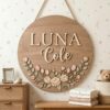 Personalized Wooden Name Sign For Nursery, Custom Name Wall Decor, Blush Floral Wood Plaque For Girls Room, Baby Shower Gifts - View 3