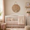 Personalized Wooden Name Sign For Nursery, Custom Name Wall Decor, Blush Floral Wood Plaque For Girls Room, Baby Shower Gifts