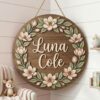 Personalized Wooden Name Sign For Nursery, Custom Name Wall Decor, Blush Magnolia Wood Plaque For Girl Room, Baby Shower Gifts - View 3