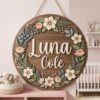 Personalized Wooden Name Sign For Nursery, Custom Name Wall Decor, Botanical Wildflower Wood Plaque For Nursery Room, Baby Shower Gifts - View 3