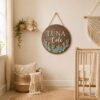 Personalized Wooden Name Sign For Nursery, Custom Name Wall Decor, Cactus Succulent Wood Plaque For Kids Room, Baby Shower Gifts - View 1