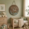 Personalized Wooden Name Sign For Nursery, Custom Name Wall Decor, Cactus Succulent Wood Plaque For Kids Room, Baby Shower Gifts - View 2