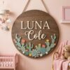 Personalized Wooden Name Sign For Nursery, Custom Name Wall Decor, Cactus Succulent Wood Plaque For Kids Room, Baby Shower Gifts - View 3