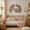 Personalized Wooden Name Sign For Nursery, Custom Name Wall Decor, Cream Lily Wooden Wall Sign For Kid Room, Baby Shower Gifts - View 1