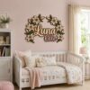 Personalized Wooden Name Sign For Nursery, Custom Name Wall Decor, Cream Lily Wooden Wall Sign For Kid Room, Baby Shower Gifts - View 2
