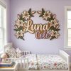 Personalized Wooden Name Sign For Nursery, Custom Name Wall Decor, Cream Lily Wooden Wall Sign For Kid Room, Baby Shower Gifts - View 3