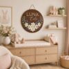 Personalized Wooden Name Sign For Nursery, Custom Name Wall Decor, Daffodil Bouquet Wood Plaque For Kid Room, Baby Shower Gifts - View 1