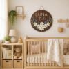 Personalized Wooden Name Sign For Nursery, Custom Name Wall Decor, Daffodil Bouquet Wood Plaque For Kid Room, Baby Shower Gifts - View 2
