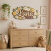 Personalized Wooden Name Sign For Nursery, Custom Name Wall Decor, Daisy Floral Wooden Wall Sign For Kid Room, Baby Shower Gifts - View 1