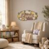 Personalized Wooden Name Sign For Nursery, Custom Name Wall Decor, Daisy Floral Wooden Wall Sign For Kid Room, Baby Shower Gifts - View 2