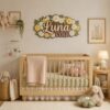 Personalized Wooden Name Sign For Nursery, Custom Name Wall Decor, Daisy Floral Wooden Wall Sign For Kid Room, Baby Shower Gifts
