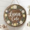 Personalized Wooden Name Sign For Nursery, Custom Name Wall Decor, Daisy Wildflower Wood Plaque For Nursery Room, Baby Shower Gifts - View 3