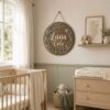 Personalized Wooden Name Sign For Nursery, Custom Name Wall Decor, Lavender Botanical Wood Plaque For Kid Room, Baby Shower Gifts - View 2